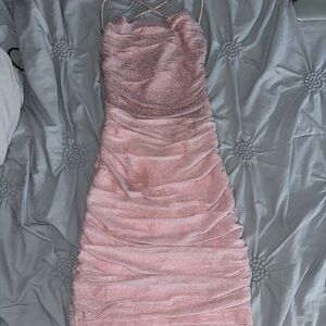 Baby boo Pink Ruched Mini Dress